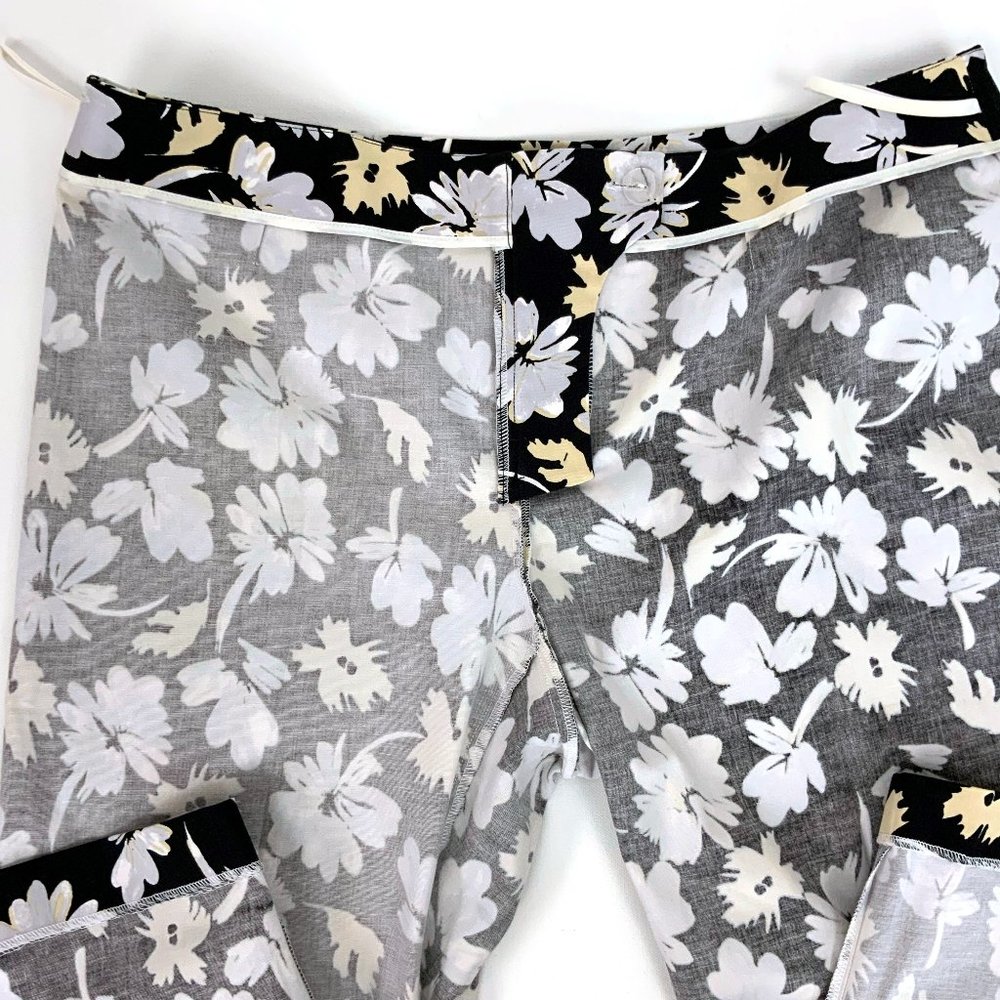 New Saks Fifth Avenue Sport Black Floral Stretch Cotton Cropped Pants Sz 14 - Picture 15 of 16